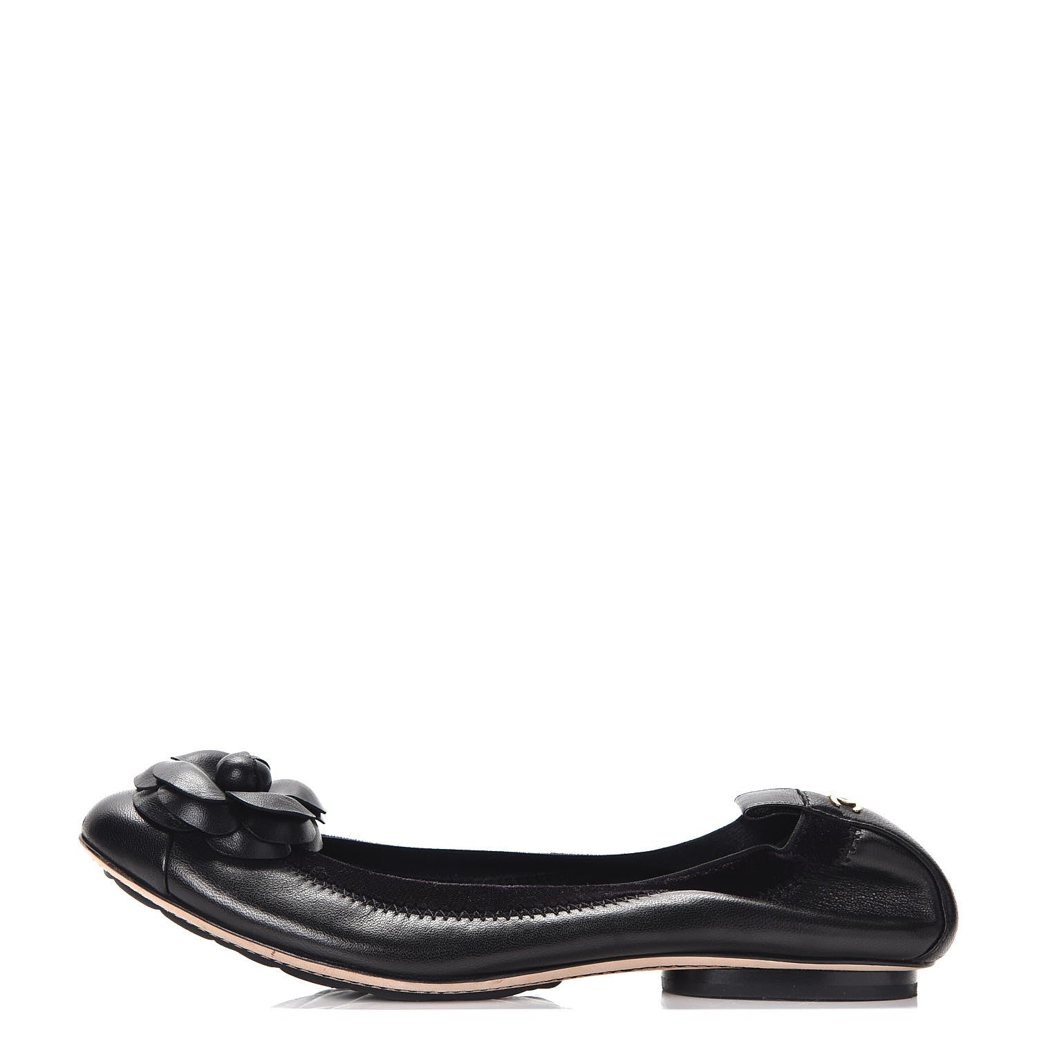 Chanel Lambskin Suede Camellia Cap Toe Ballerina Flats 37 Black 1 of 8