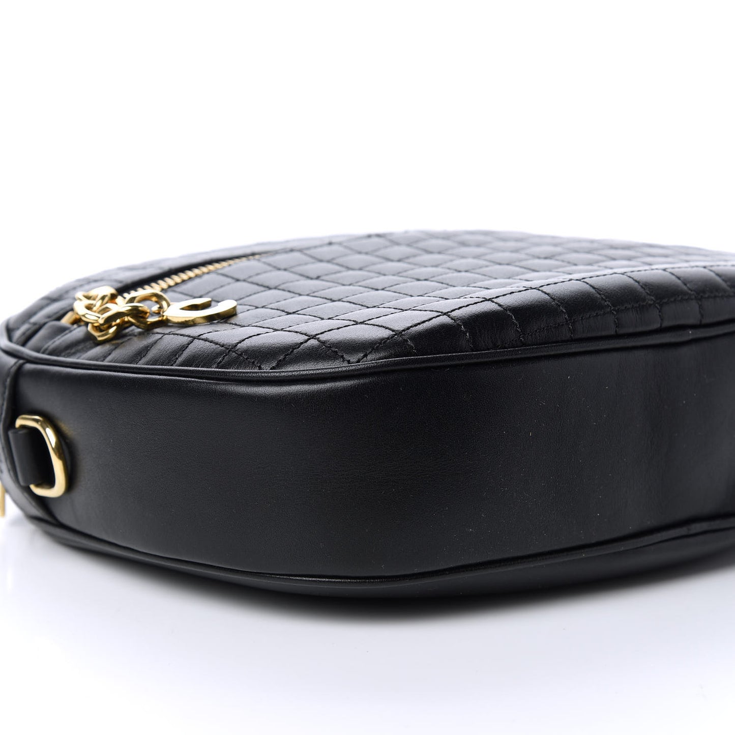 Calfskin Quilted Medium C Charm Bag Black