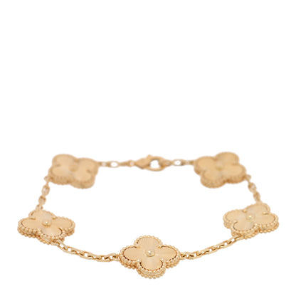 Van Cleef & Arpels 18K Yellow Gold 5 Motifs Guilloche Vintage Alhambra Bracelet 1 of 4