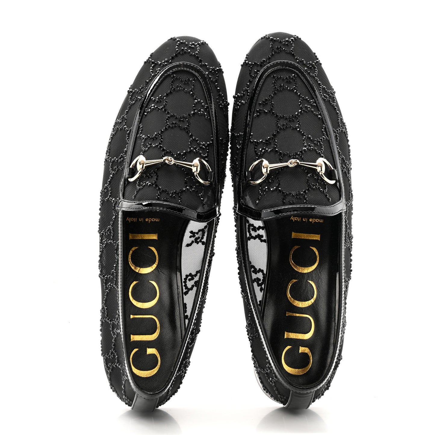 Tela Retino Kid Scamosciato Crystal GG Monogram Jordaan Loafer 38.5 Black
