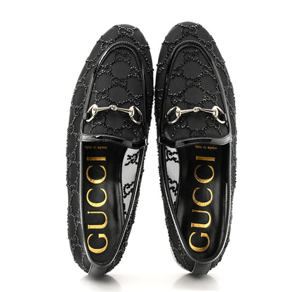 Gucci Tela Retino Kid Scamosciato Crystal GG Monogram Jordaan Loafer 38.5 Black 2 of 9