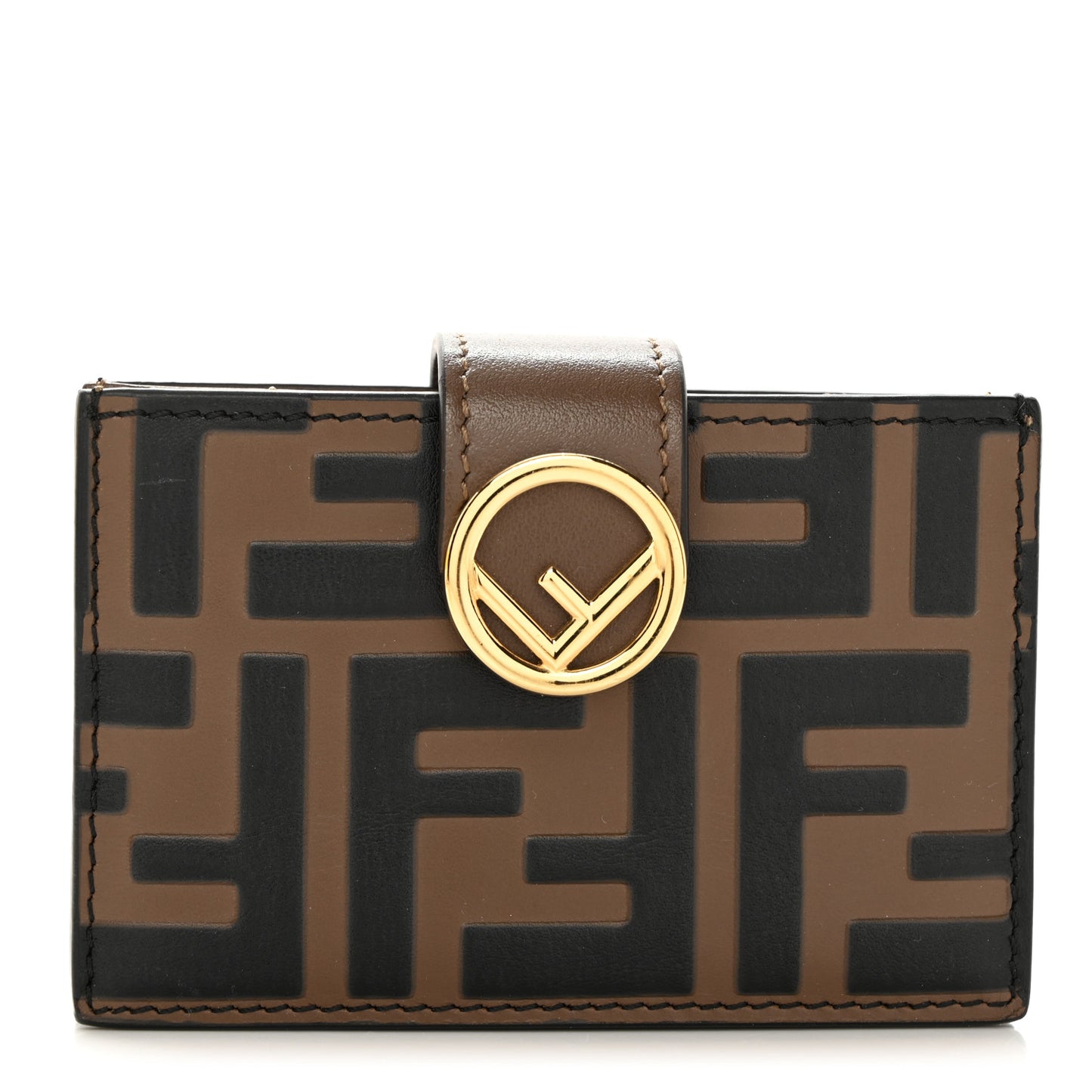 Vitello Cruise F is Fendi Bi-Color FF 1974 Embossed Gusseted Card Holder Maya Black