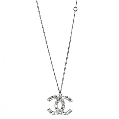 Chanel Baguette Crystal CC Necklace Silver 1 of 6