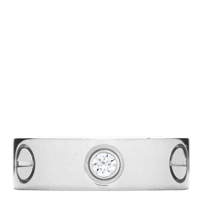 Cartier 18K White Gold 3 Diamond 5.5mm LOVE Ring 48 4.5 1 of 4