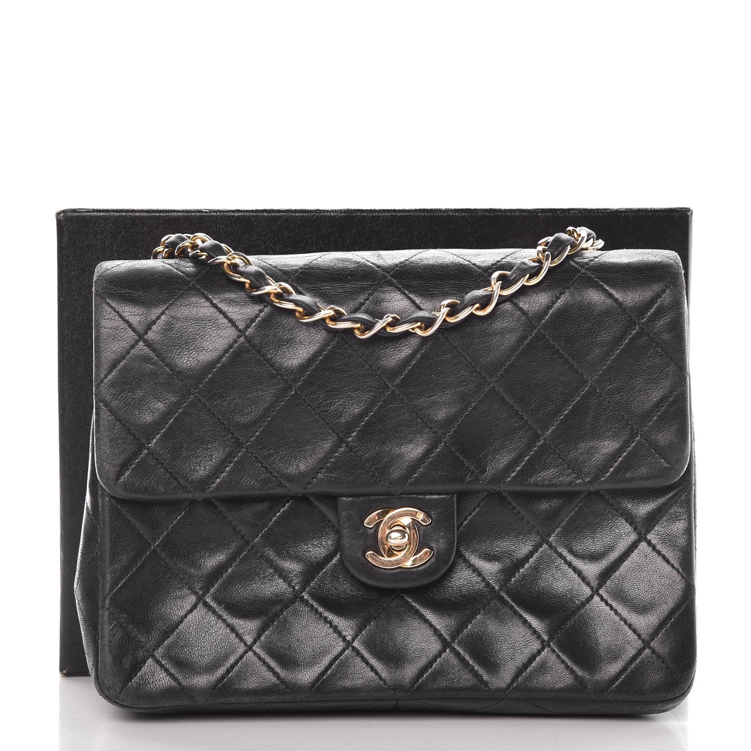 Chanel Lambskin Quilted Mini Square Flap Bag Navy 16 of 16
