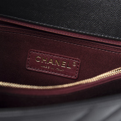 Chanel Caviar Chevron Quilted Small Coco Handle Flap Black 6 of 11