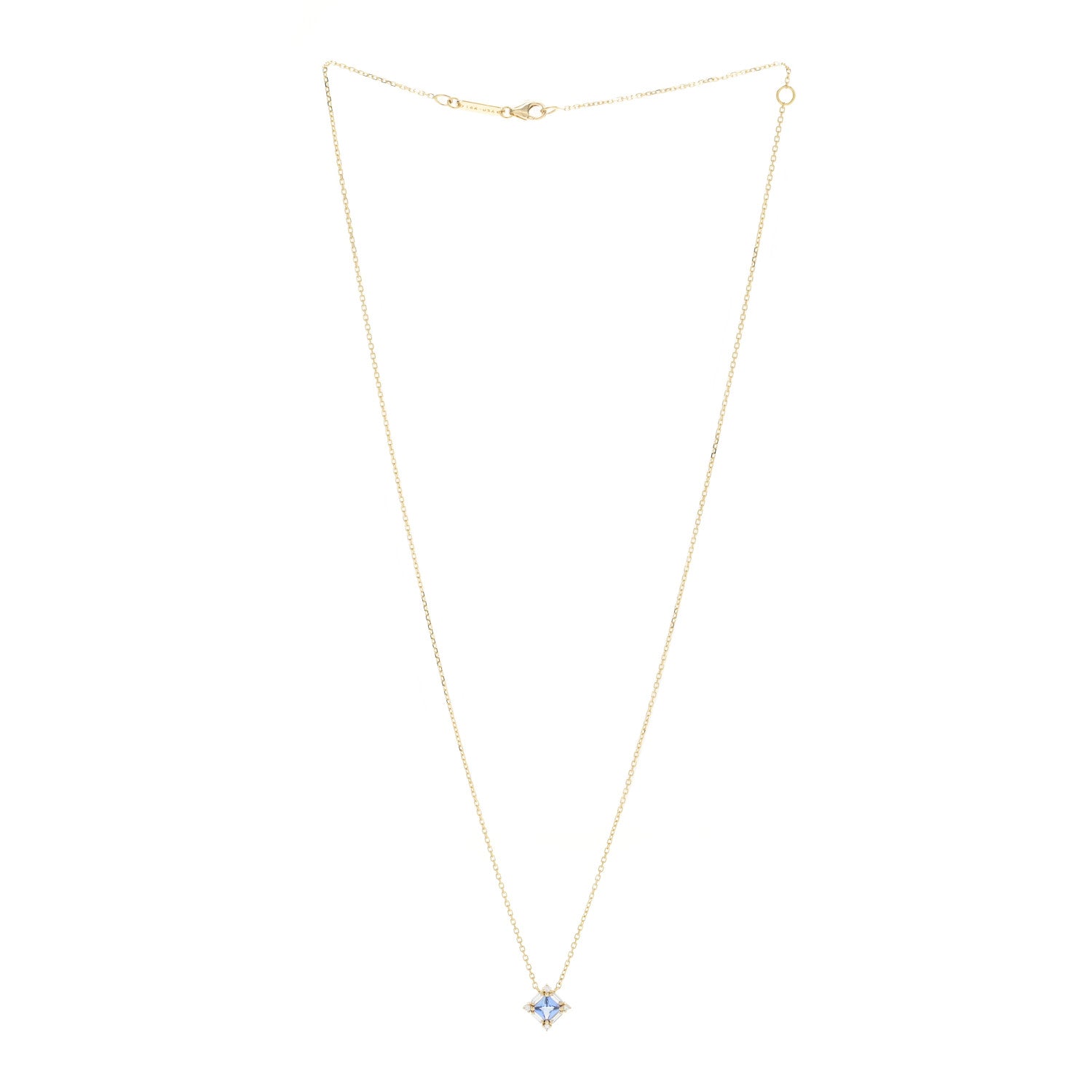 Suzanne Kalan 18K Yellow Gold Diamond Blue Sapphire Princess Midi Pendant Necklace 3 of 6