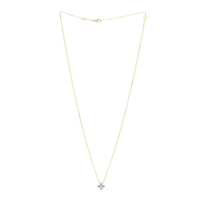 Suzanne Kalan 18K Yellow Gold Diamond Blue Sapphire Princess Midi Pendant Necklace 3 of 6