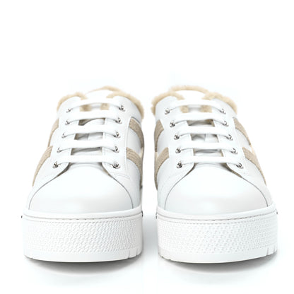 Hermes Calfskin Woolskin Dare Sneakers 40 White Ecru 2 of 8
