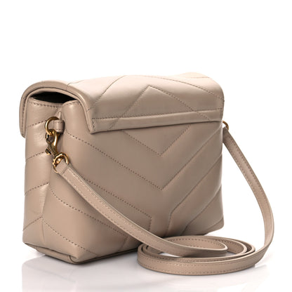Saint Laurent Calfskin Y Quilted Monogram Toy Loulou Crossbody Bag Latte 3 of 10