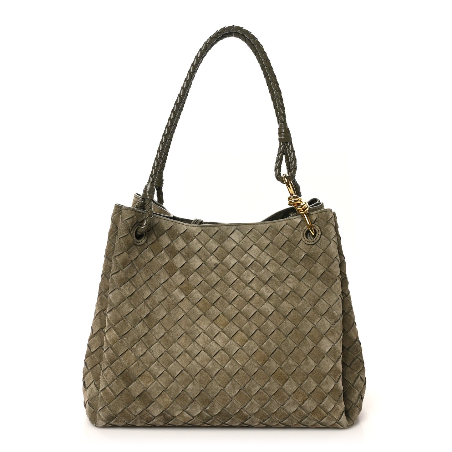 Suede Intrecciato Large Andiamo Parachute Shoulder Bag Cypress
