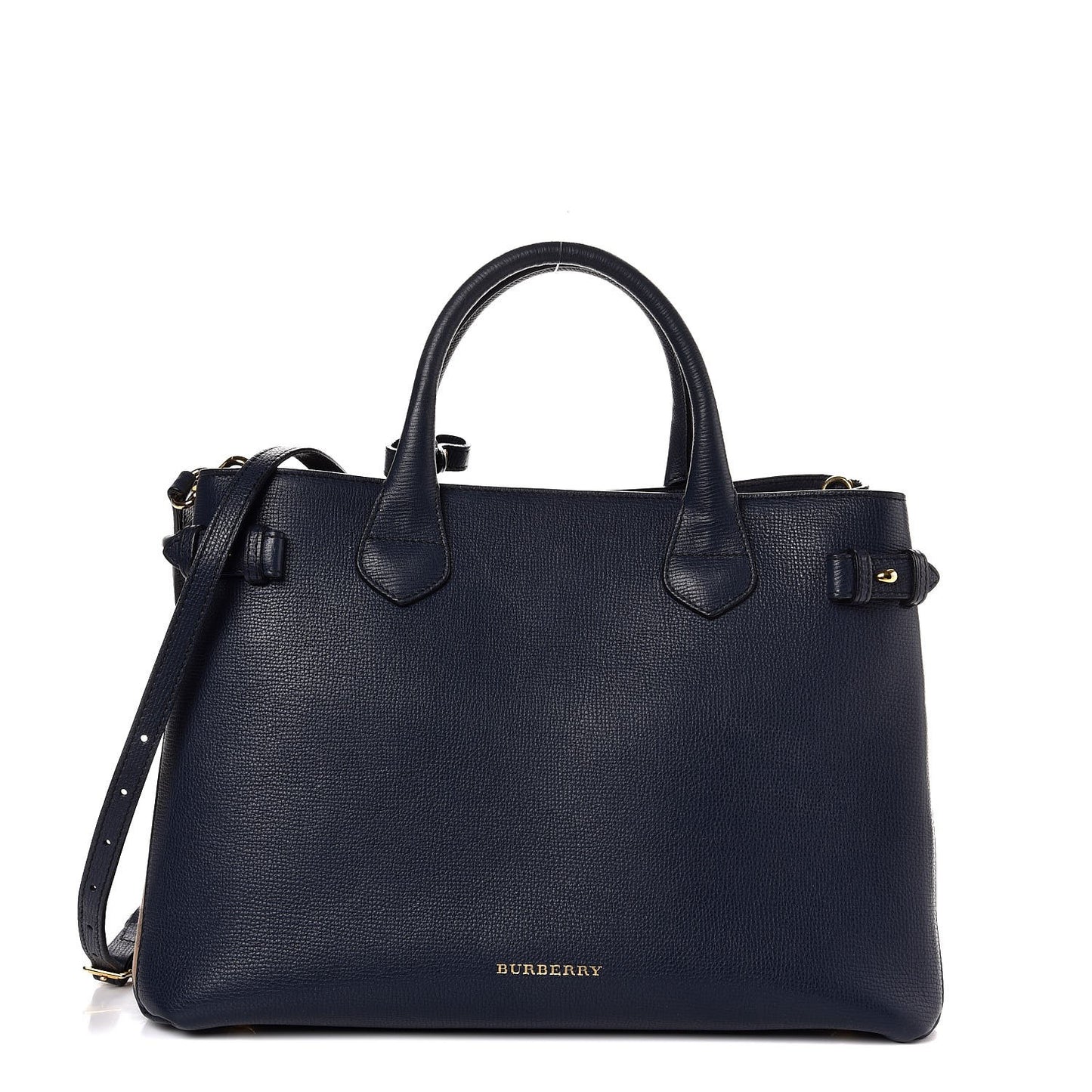 Calfskin House Check Medium Banner Tote Ink Blue