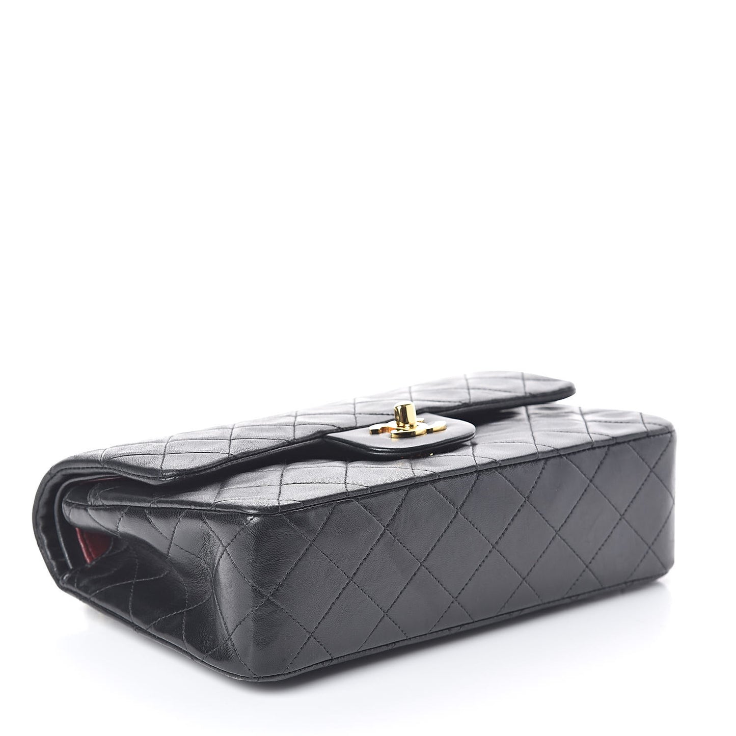 Lambskin Quilted Small Double Flap Black