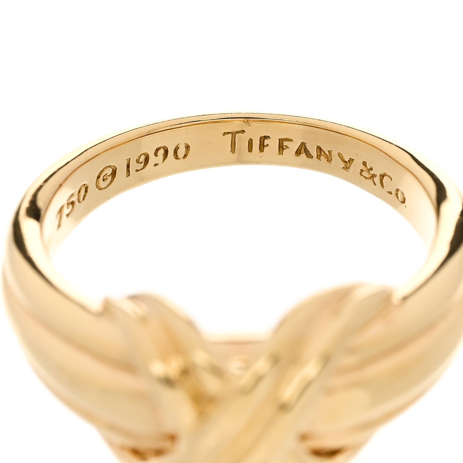 Tiffany 18K Yellow Gold Signature X Ring 50 5.25 4 of 4