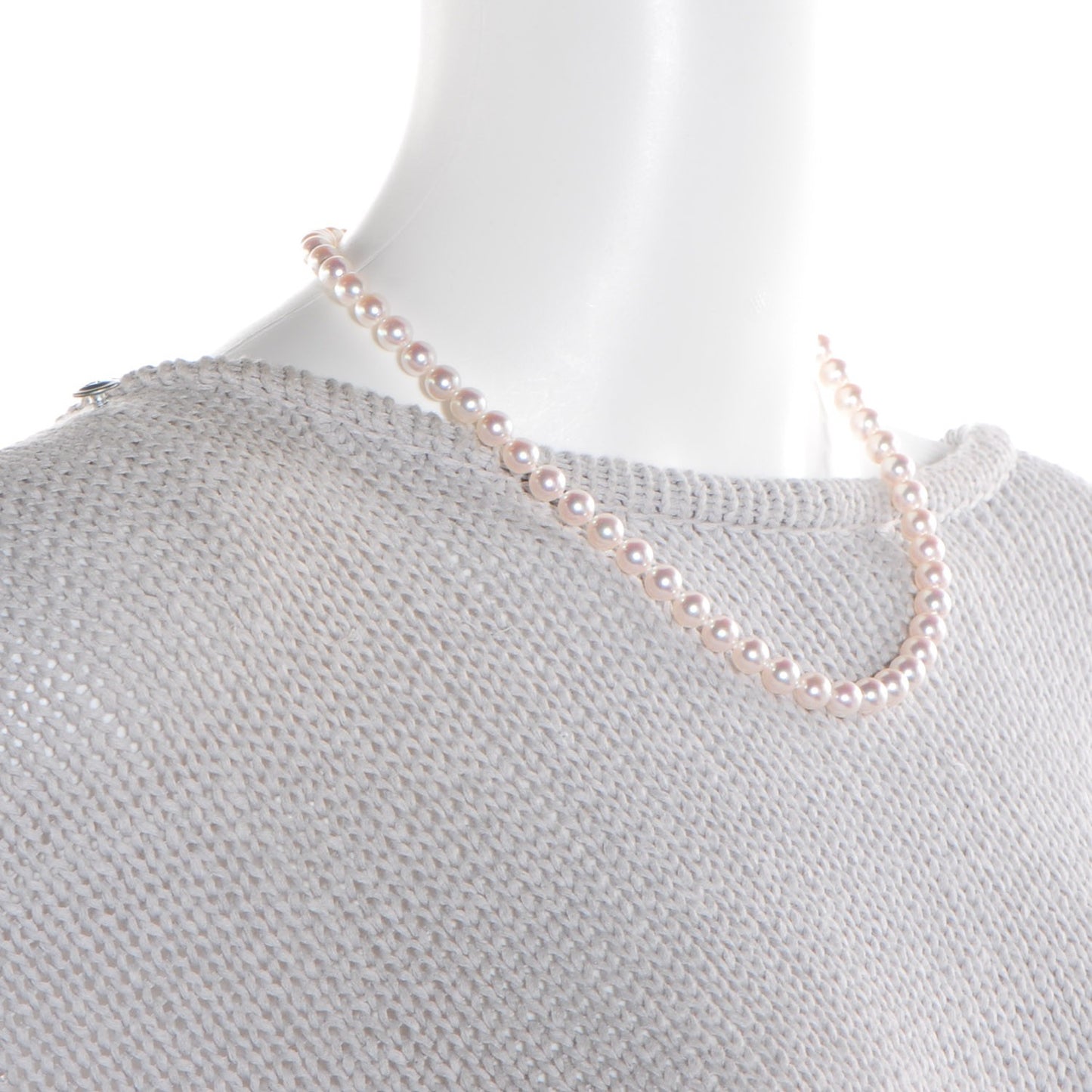 18K White Gold Akoya Cultured Pearl 8mm Strand Necklace and Earring Set