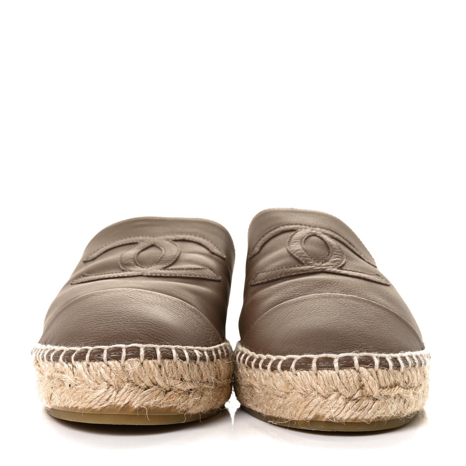Chanel Calfskin CC Espadrille Mules 41 Dark Beige 2 of 9