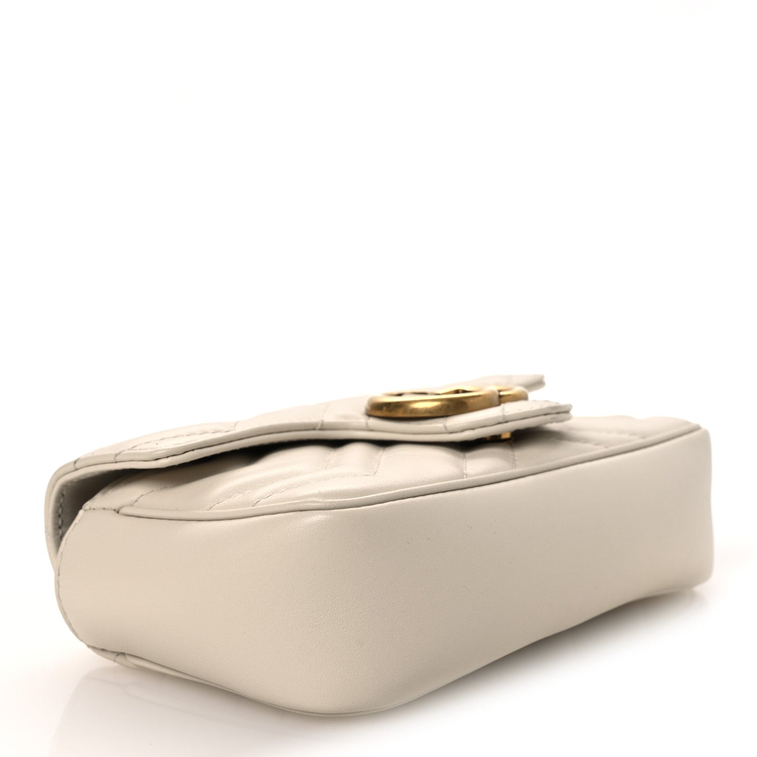 Gucci Calfskin Matelasse Super Mini GG Marmont Shoulder Bag White 4 of 13