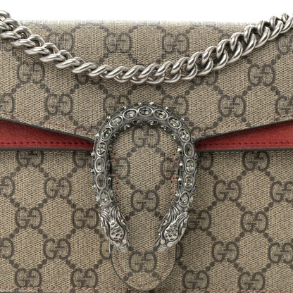 Gucci GG Supreme Monogram Suede Crystal Small Dionysus Shoulder Bag Beige Ebony Vulcanic Red 8 of 13