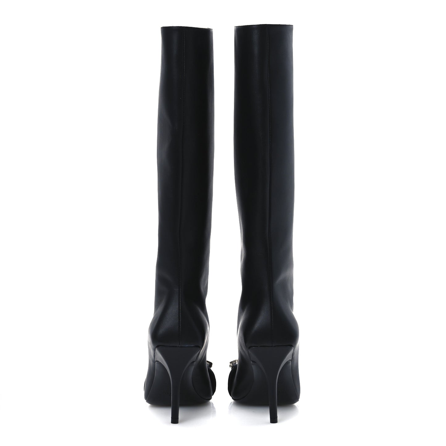 Smooth Calfskin 4G Square Toe Knee Boots 38 Black
