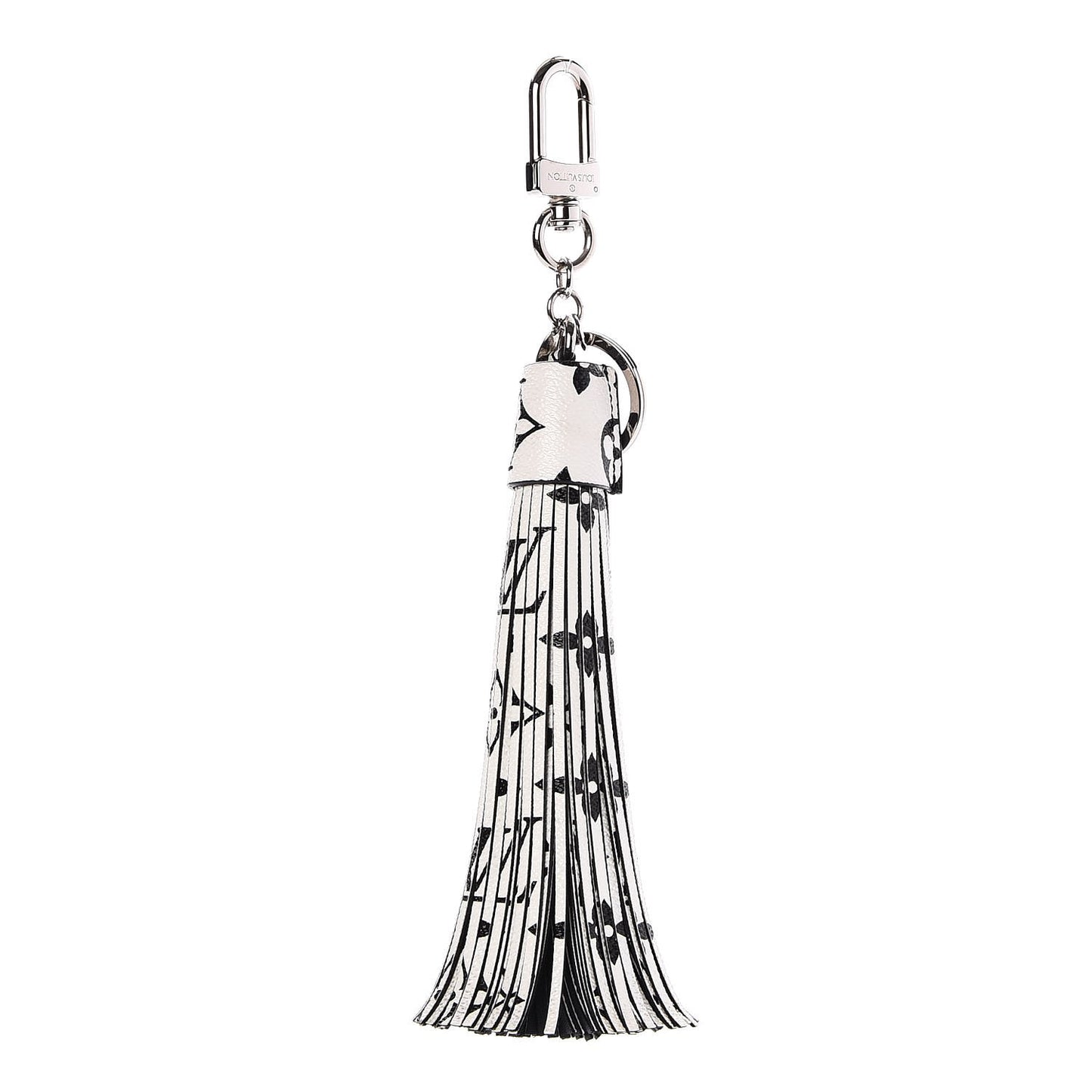 Monogram Tassel Bag Charm White