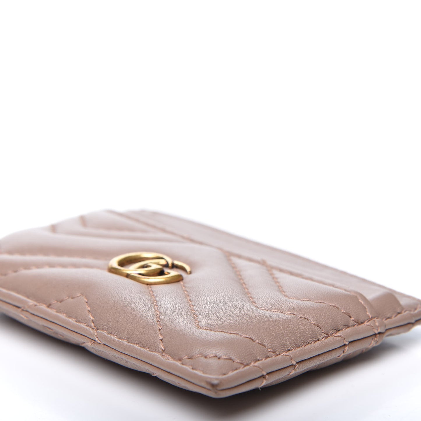 Calfskin Matelasse GG Marmont Card Holder Porcelain Rose