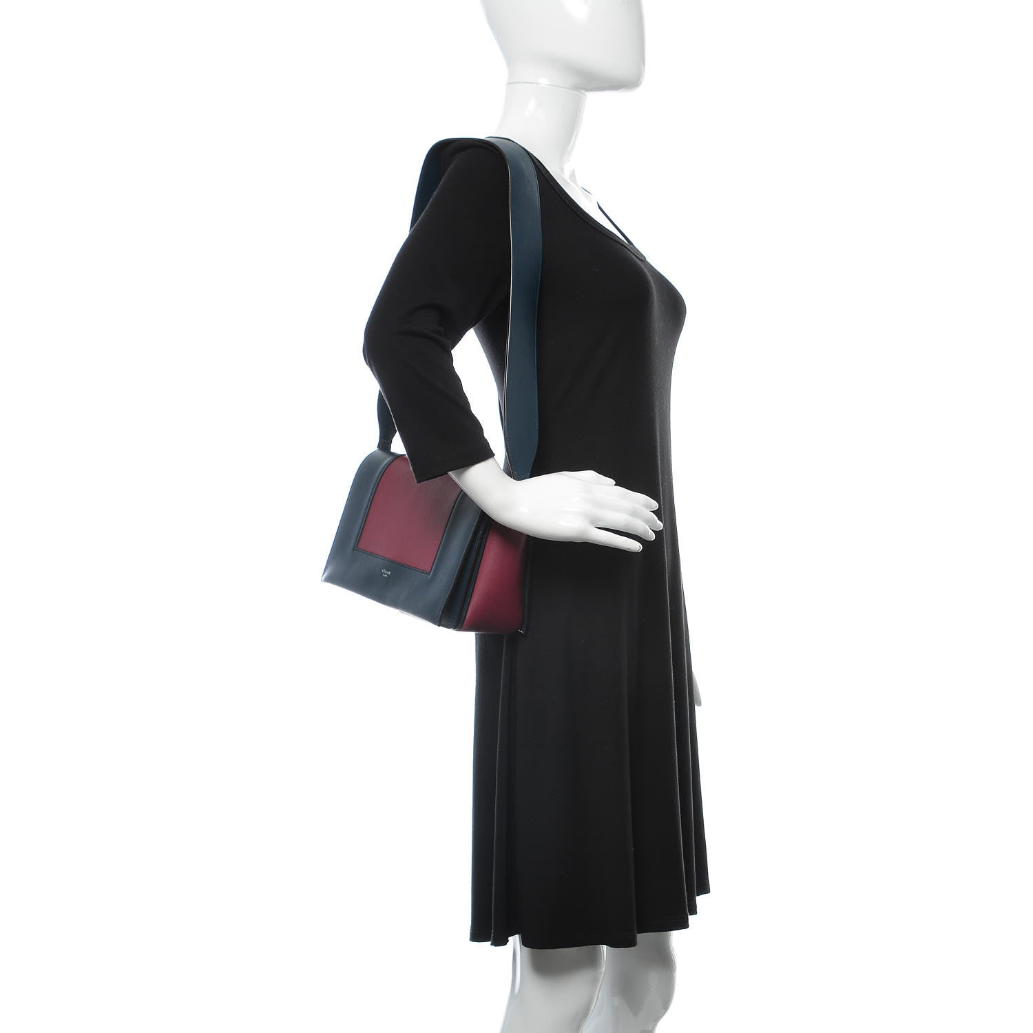 Celine Shiny Smooth Calfskin Medium Frame Shoulder Bag Steel Blue Plum 2 of 11