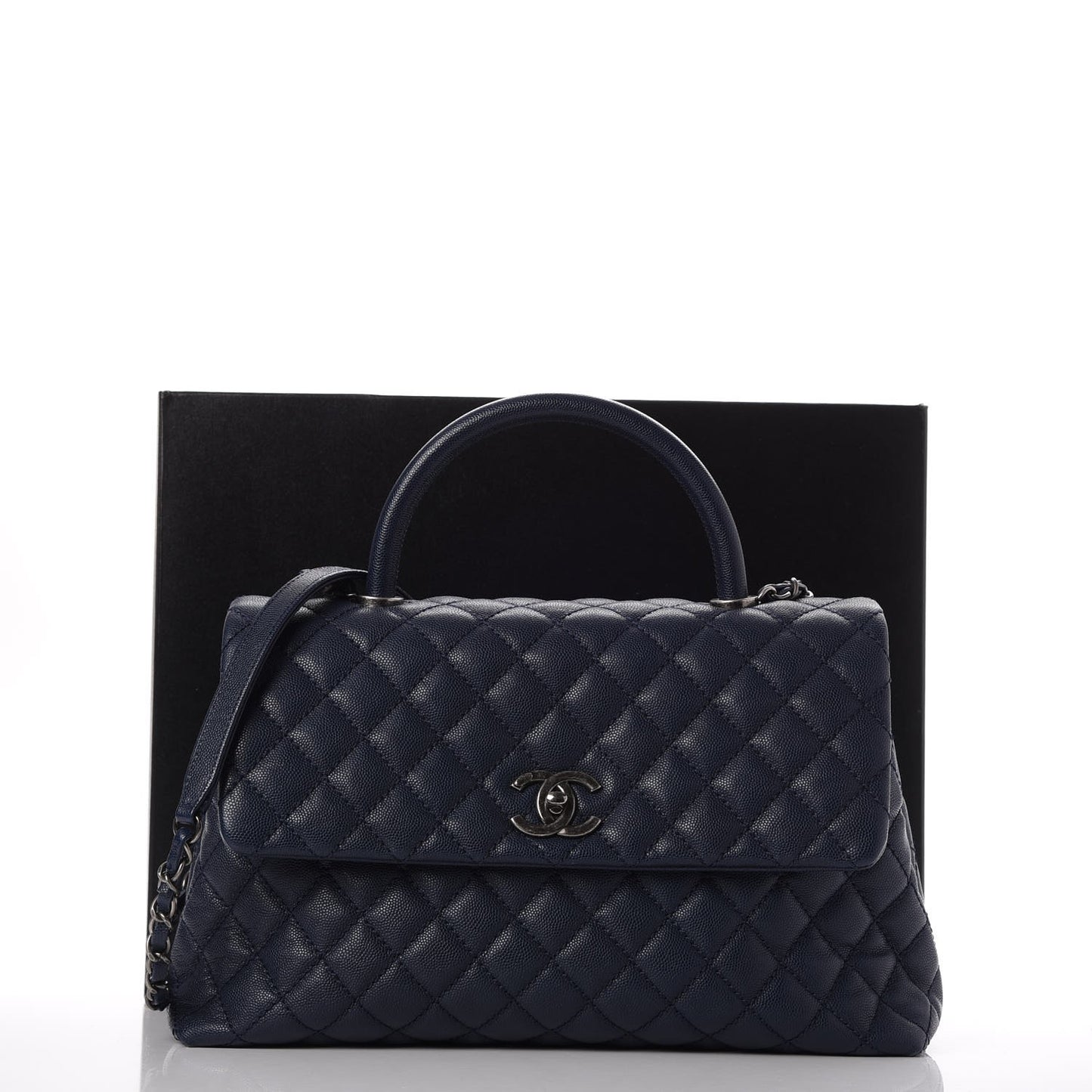 Caviar Quilted Medium Coco Handle Flap Navy