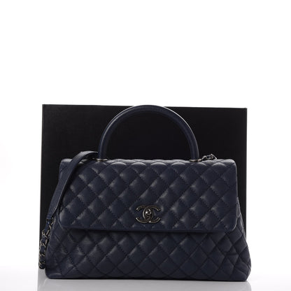Chanel Caviar Quilted Medium Coco Handle Flap Navy 8 of 8