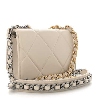 Chanel Lambskin Quilted Chanel 19 Wallet On Chain WOC Light Beige 3 of 11