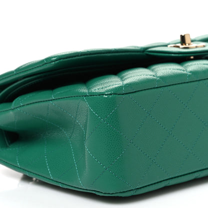 Chanel Caviar Quilted Medium Double Flap Green 9 of 10