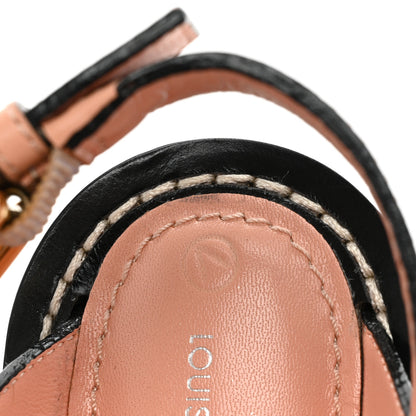 Louis Vuitton Calfskin Damier Ebene Passenger Heeled Sandals 37 Venus Pink 10 of 14