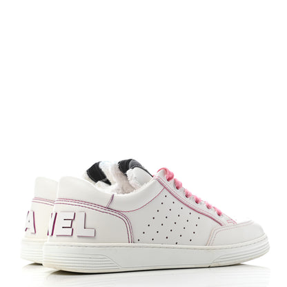 Chanel Calfskin Womens Logo Sneakers 38.5 White Pink 3 of 6