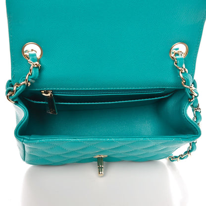 Chanel Caviar Quilted Mini Square Flap Turquoise 8 of 8