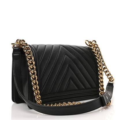 Chanel Calfskin Chevron Quilted Medium Boy Flap Black 3 of 9