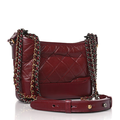 Chanel Aged Calfskin Quilted Small Gabrielle Hobo Burgundy Burgundy 3 of 11