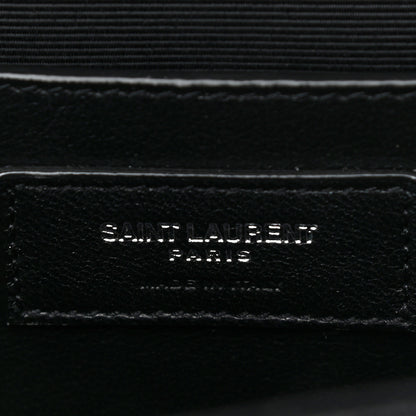 Saint Laurent Grain De Poudre Textured Mixed Matelasse Triquilt Medium Monogram Satchel Black 7 of 12