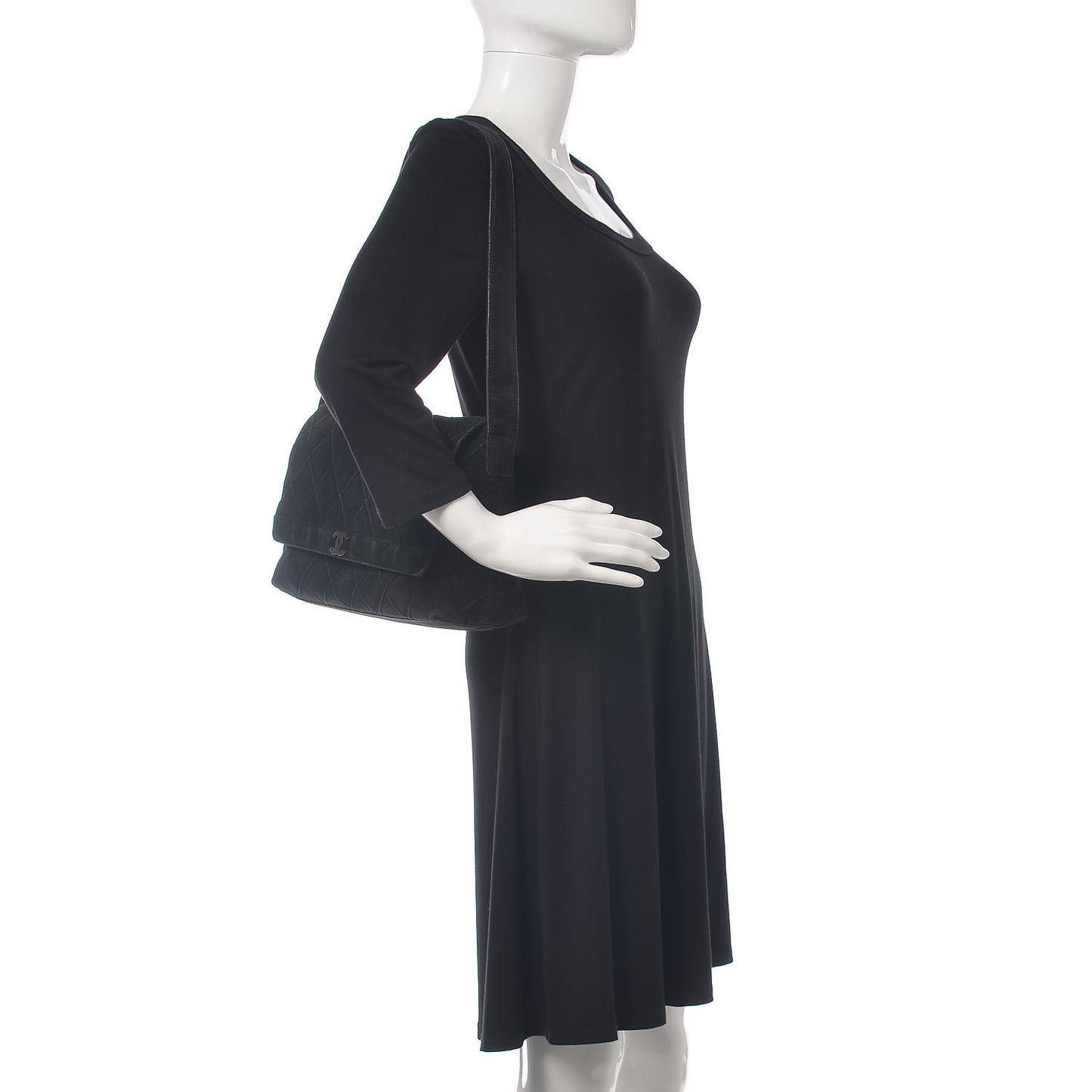 Suede Quilted Flap Shoulder Bag Black