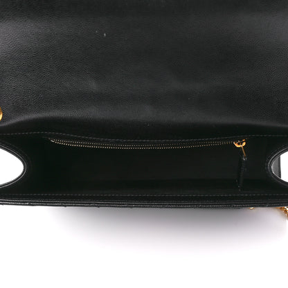 Saint Laurent Grain De Poudre Matelasse Chevron Large Monogram Satchel Black 5 of 13