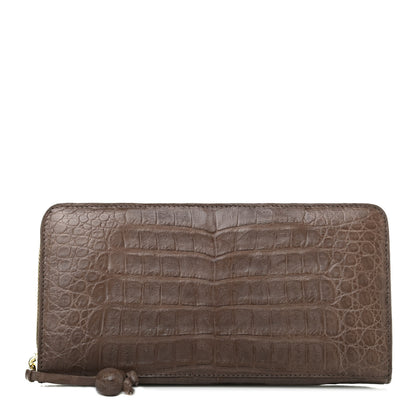 Nancy Gonzalez Crocodile Zip Continental Wallet Taupe 1 of 8