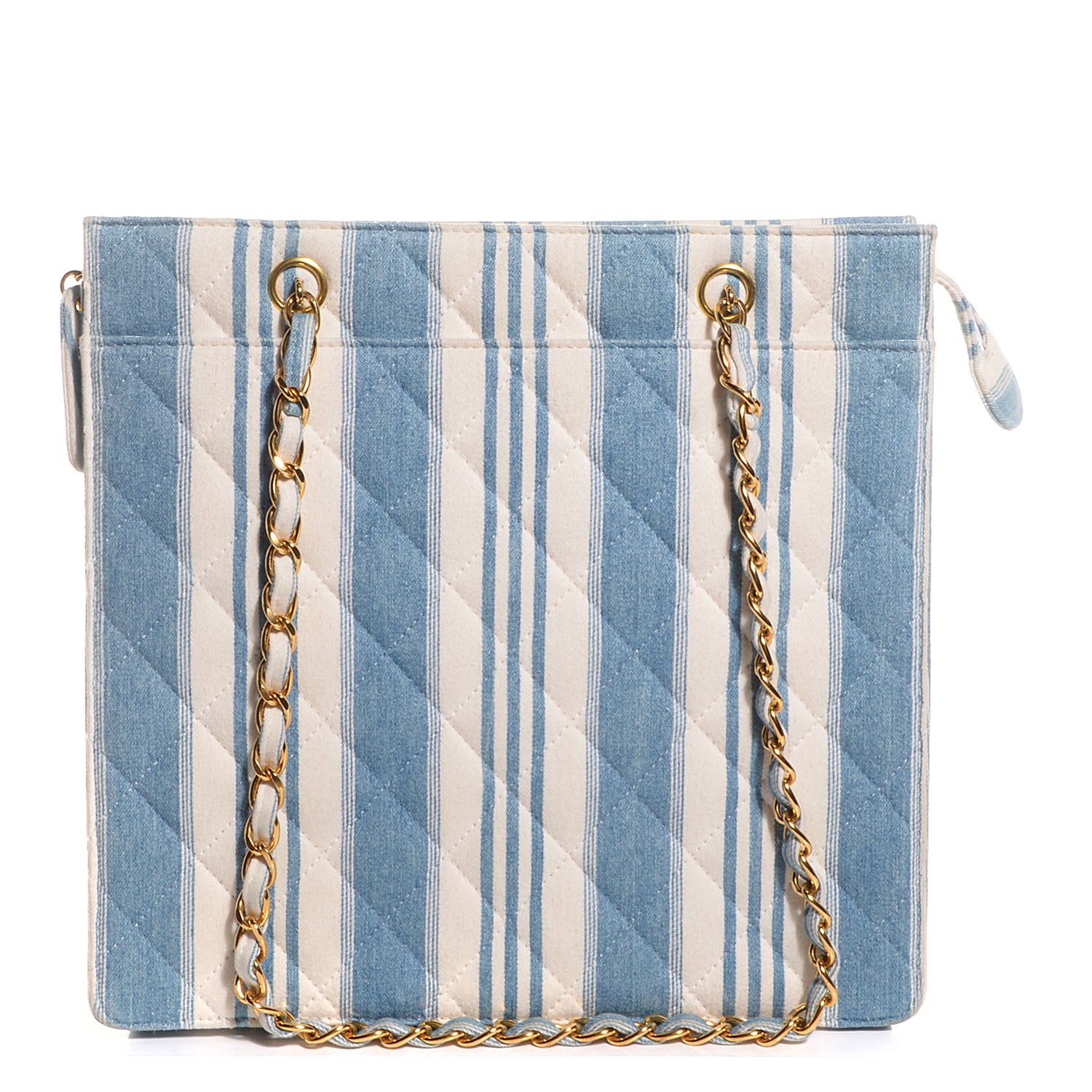 Chanel Denim Striped Shoulder Bag 1 of 8
