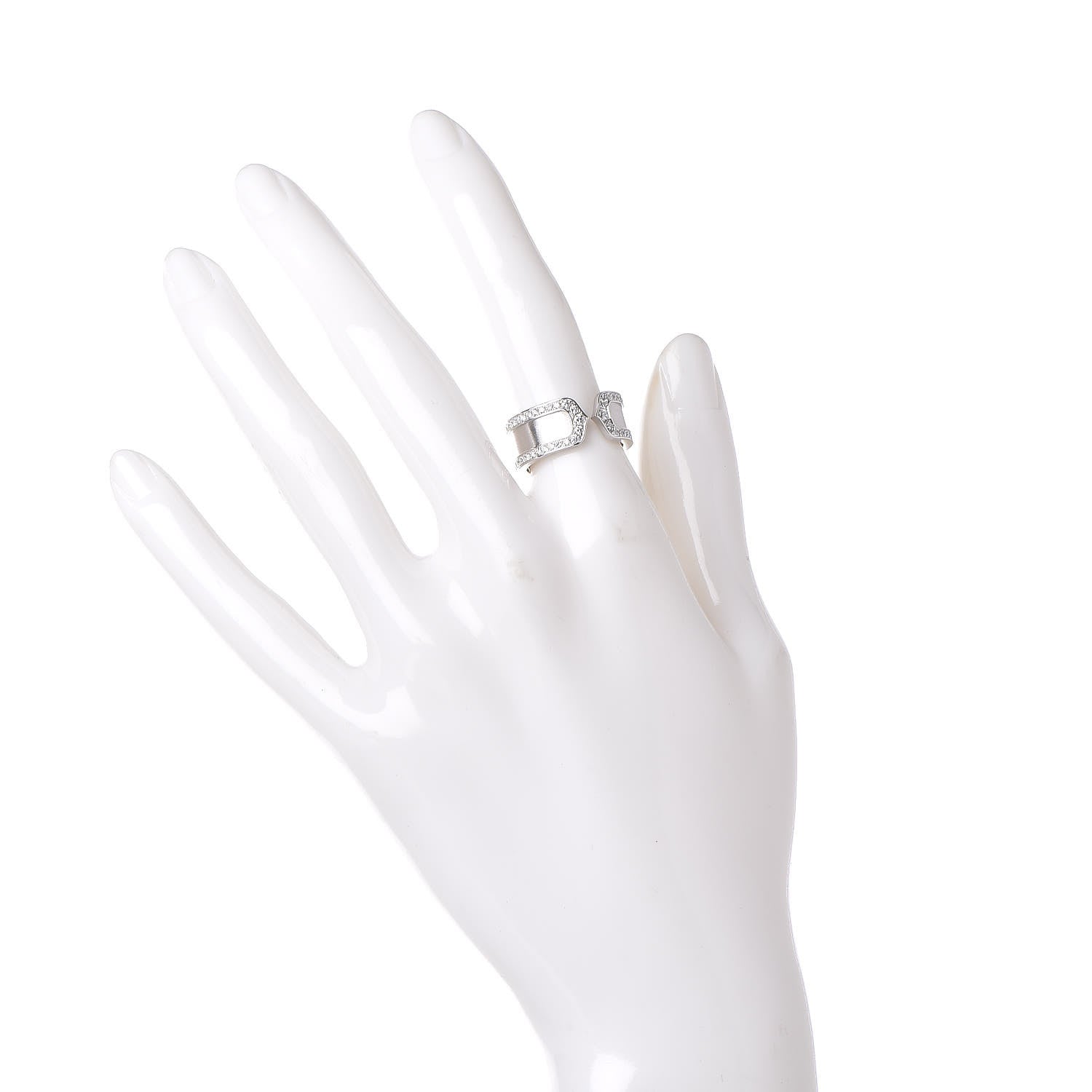Cartier 18K White Gold Diamond Logo De Cartier Paved Ring 51 5.75 2 of 6