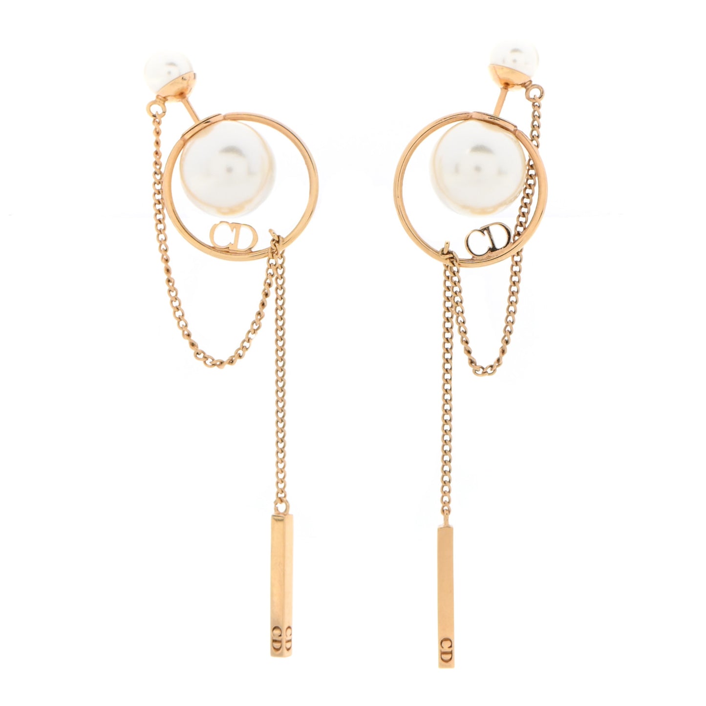 Pearl Tribales Dangle Chain Earrings Gold