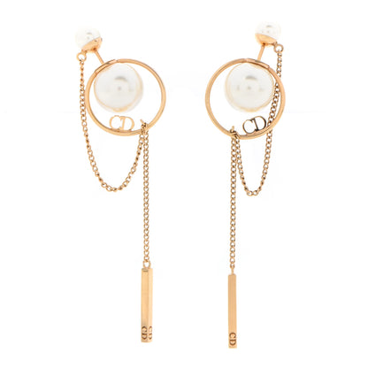 Christian Dior Pearl Tribales Dangle Chain Earrings Gold 1 of 6