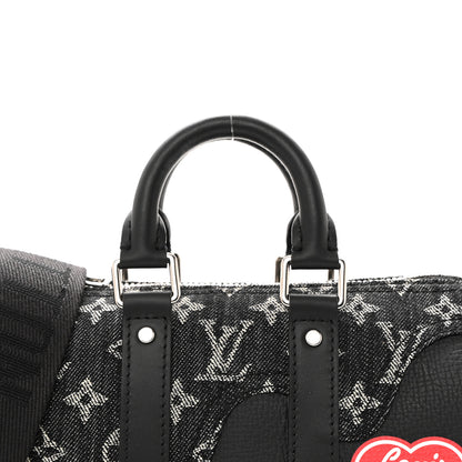 Louis Vuitton X NIGO Taurillon Monogram Denim Drip Keepall XS Black 5 of 10