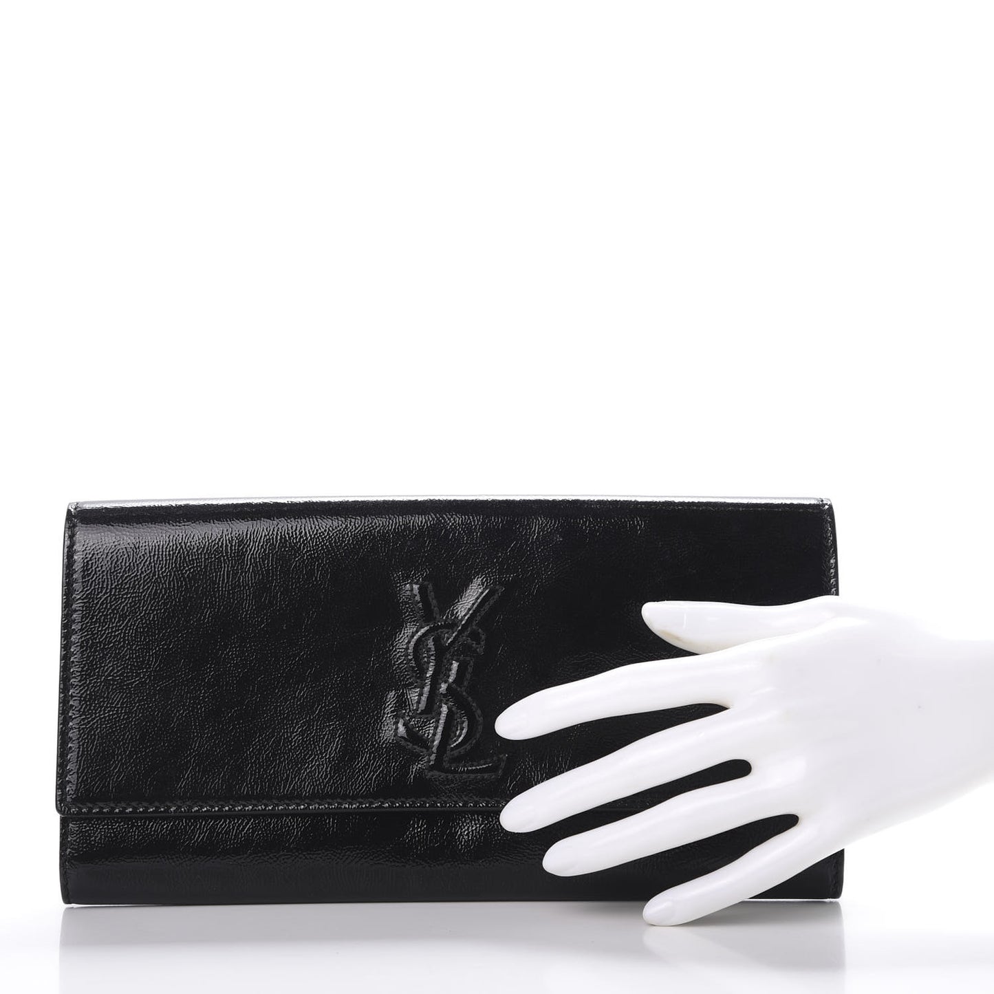 Textured Patent Monogram Small Belle De Jour Clutch Black