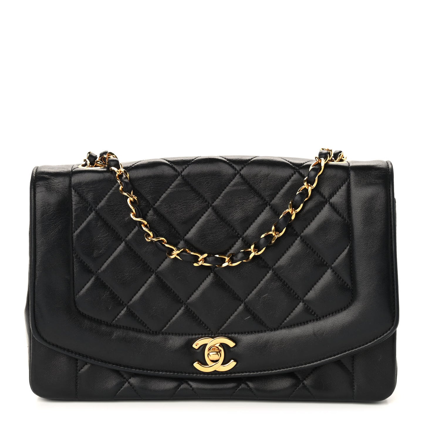 Lambskin Quilted Medium Single Flap Black