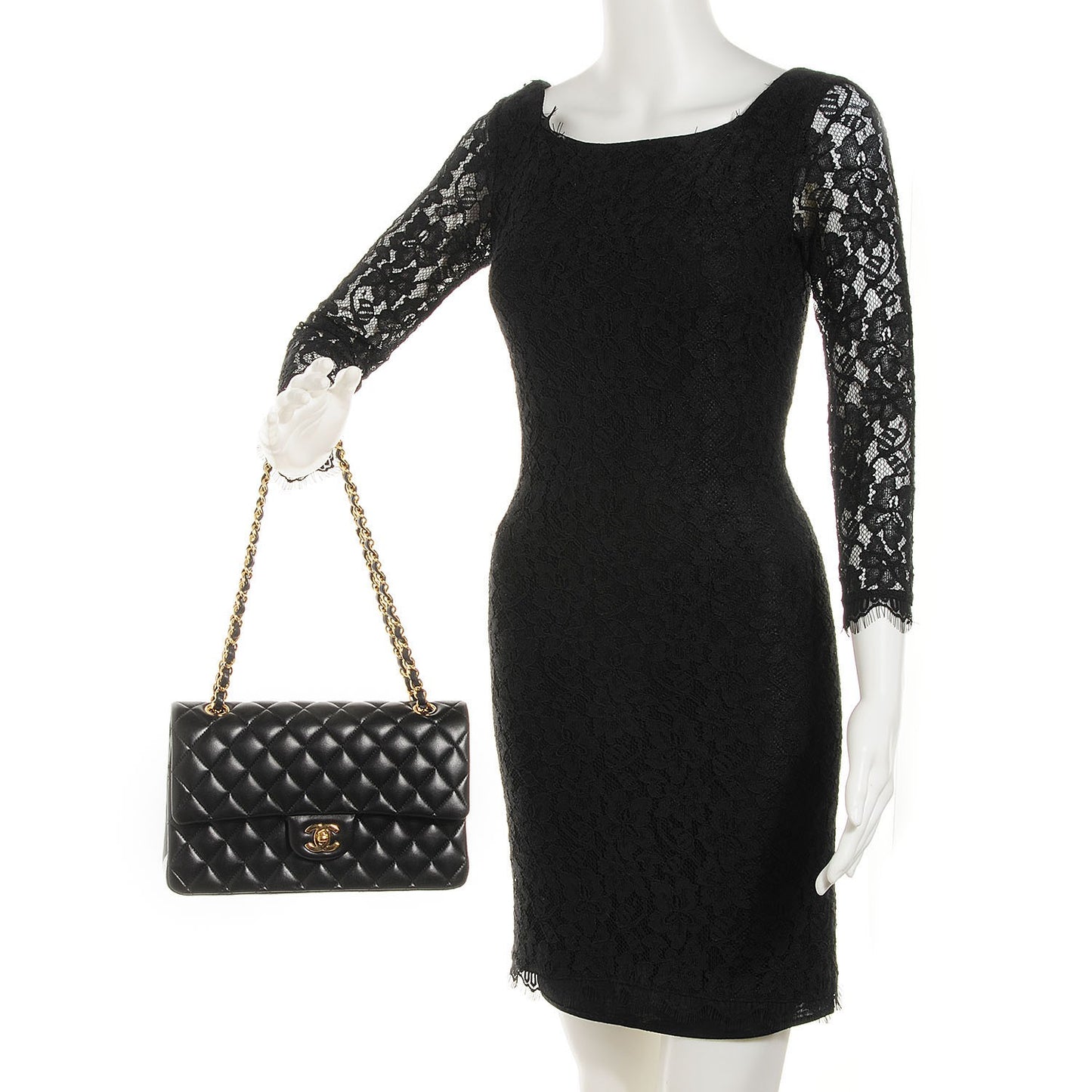 Lambskin Quilted Medium Double Flap Black