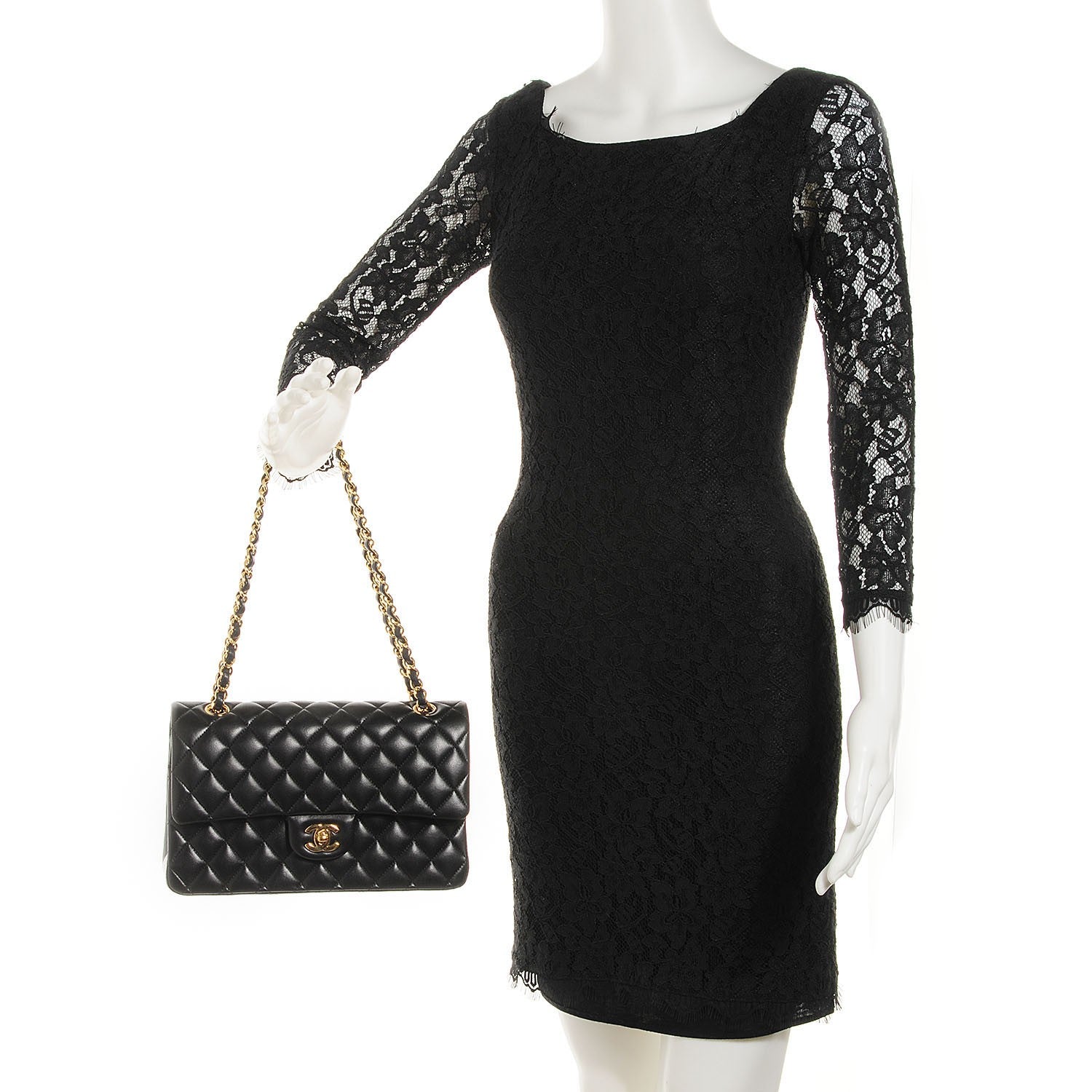 Chanel Lambskin Quilted Medium Double Flap Black 2 of 9