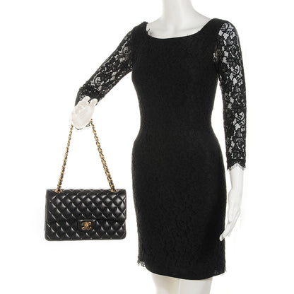 Chanel Lambskin Quilted Medium Double Flap Black 2 of 9