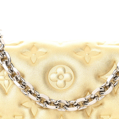 Louis Vuitton Metallic Lambskin Embossed Monogram Pochette Coussin Gold 7 of 10
